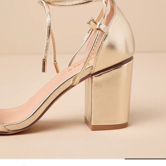 Lulu’s Elegant Gold Strappy Heels - Picture 4 of 9